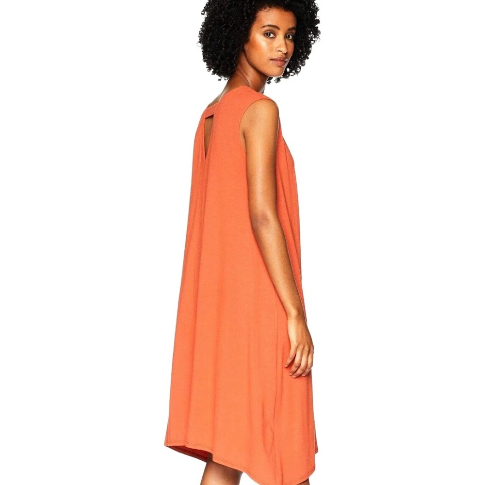 178.00 NWT EILEEN FISHER S PEKOE ORANGE LIGHTWEIGHT VISCOE JERSEY DRESS